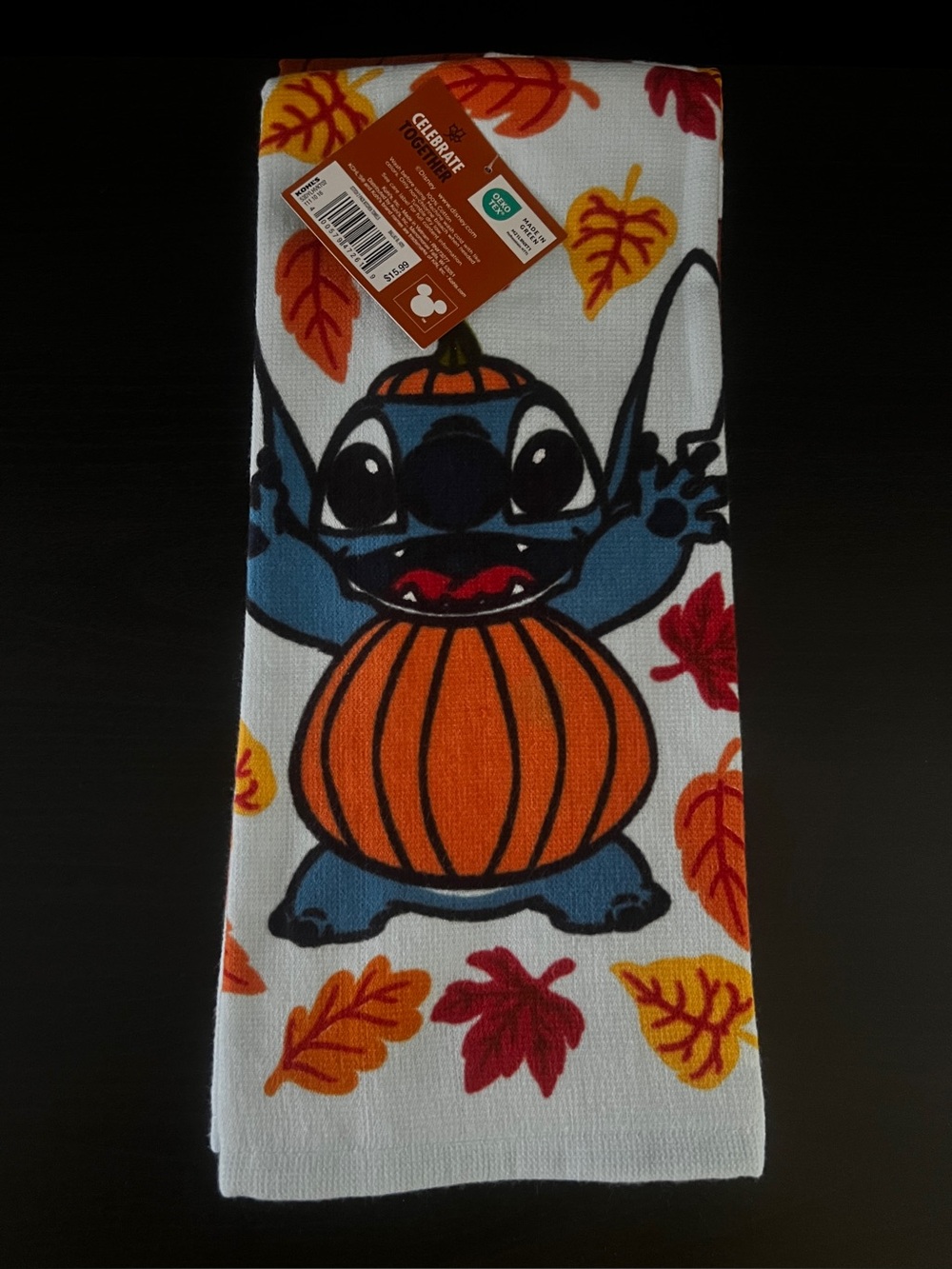 NEW Disney Stitch Fall Halloween Kitchen Towels 100% Cotton 2 Pack